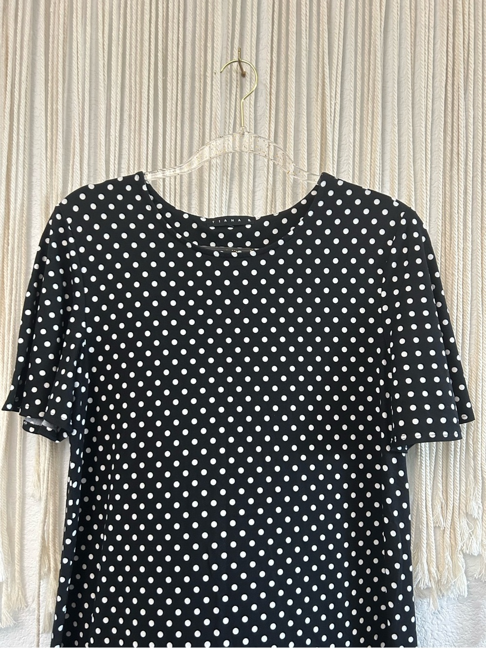 TIANA B Black & White Polka Dot Swing | Soft Knit Short Sleeve Dress - Picture 7 of 15